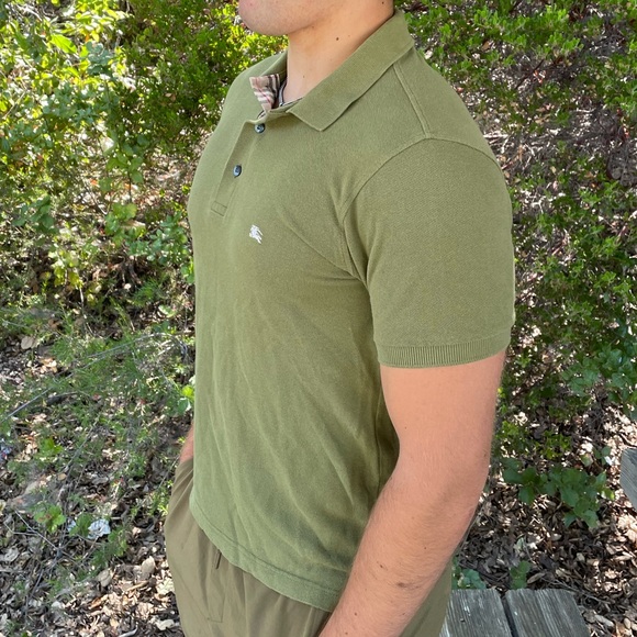 BURBERRY LONDON NOVA PLAID CHECK EN POLO SHIRT SLIM FIT SOLDIER GREEN ARMY OLIVE - Picture 11 of 16